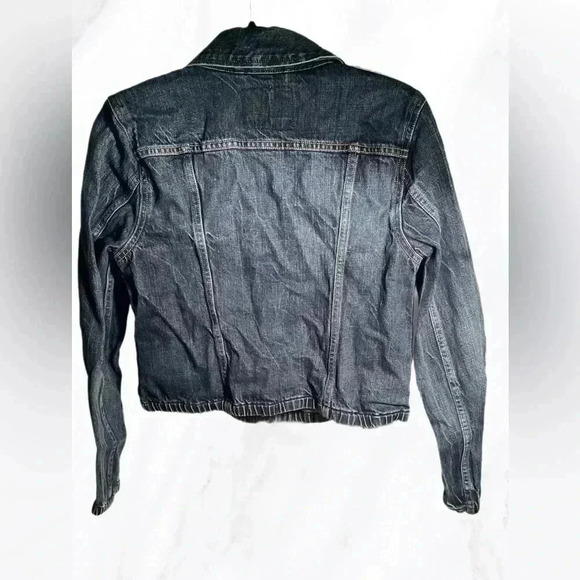 Levi’s classic cropped stylish snap button long sleeve denim trucker  jacket M - Picture 3 of 7